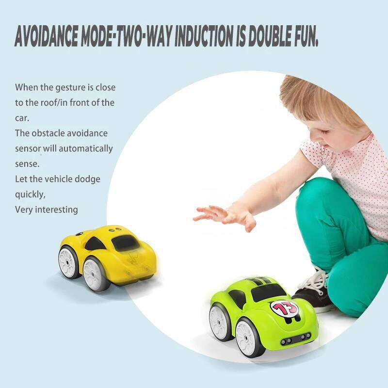 Children Cartoon Remote Control Car with Music Lighting Smart Induction Obstacle Avoidance Following Crawl RC Cars Toys Gifts Y260131
