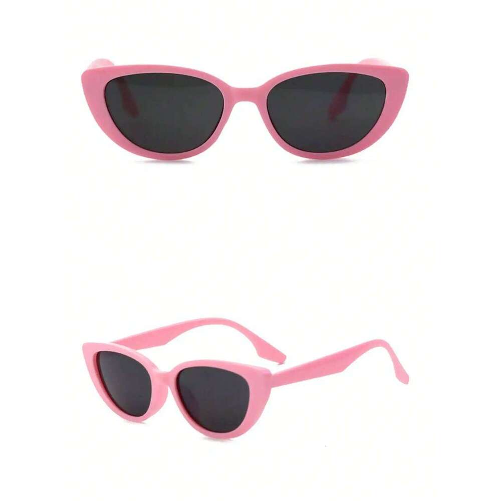 1pair Pink Slim Cat Eye Sunglasses - Retro UV Protection Plastic Frame Versatile Eyewear for Women H260202