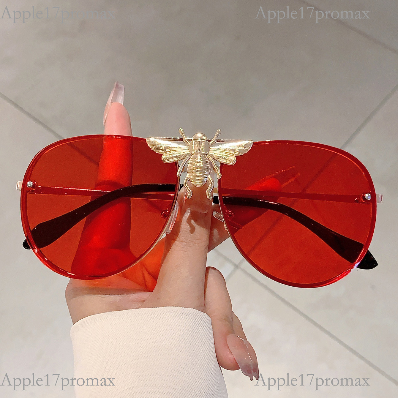 Luxury Brand Designer American European Bee Toad Mirror Fashion Sunglasses Metal Retro Style Large Frame For Outdoor And Beach Use