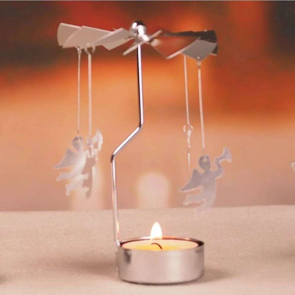Multi-shape Rotating Candlesticks Snowflake Angel Romantic Tea Party Candle Holder Wedding Christmas Metal Home Decor Y260131