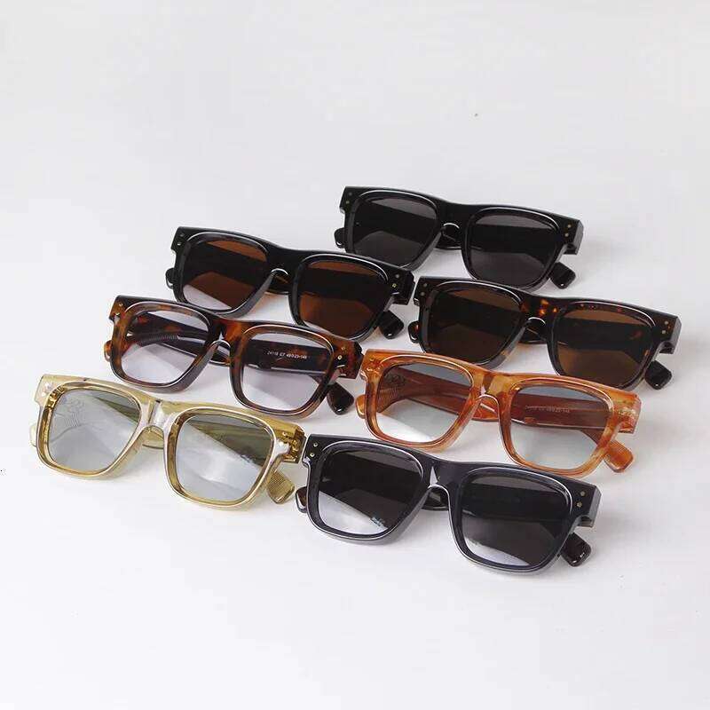 Trendy Classic Rivets Tortoiseshell Square Sunglasses Women Brand Designer Luxury Oversized Frame Sun Glasses Men Shades Eyewear H260202