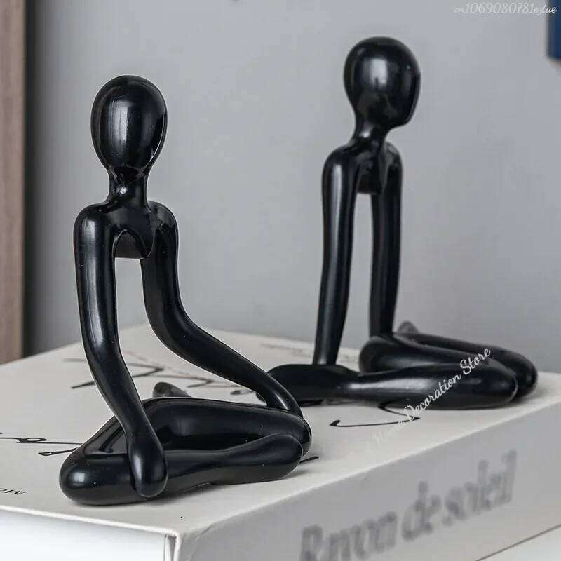 1pc Plastic Thinker Statues Abstract Mini Characters Figurines Home Office Study Room Bookshelf Decor Accessories Y260202