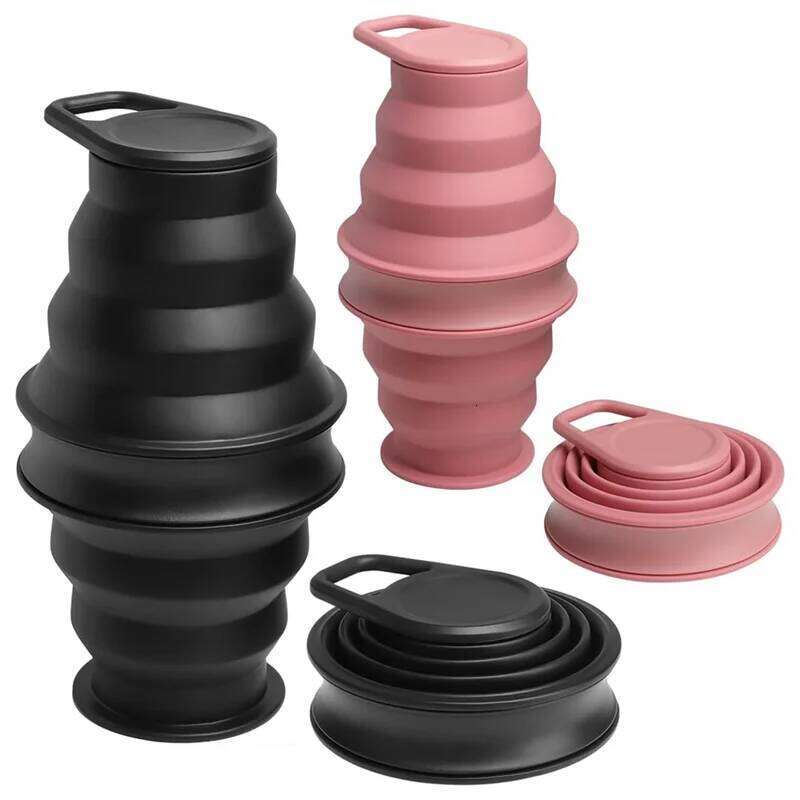 A18E-2PCS Collapsible Water Bottles 17 Oz BPA Free Leak Proof Foldable Silicone Bottle With Anti-Collapse Ring Z260202