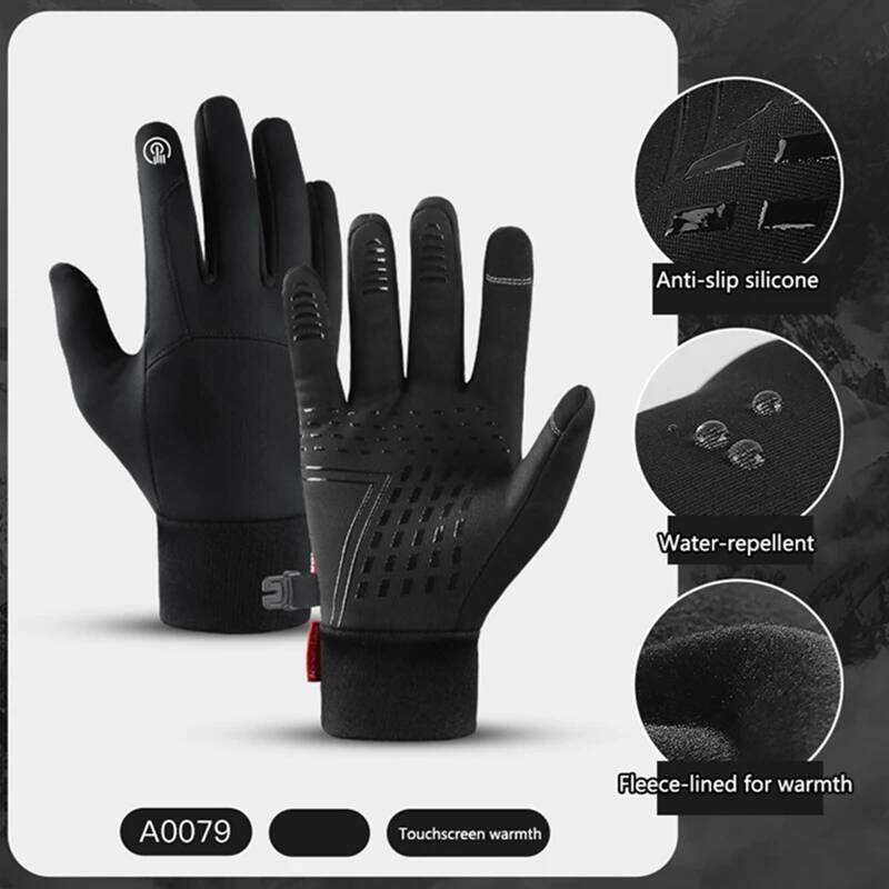 Autumn Winter Outdoor Cycling Gym Fitness Sports Running Warm Touch Screen Nonslip Motorcycle Gloves Men Black XJ260202