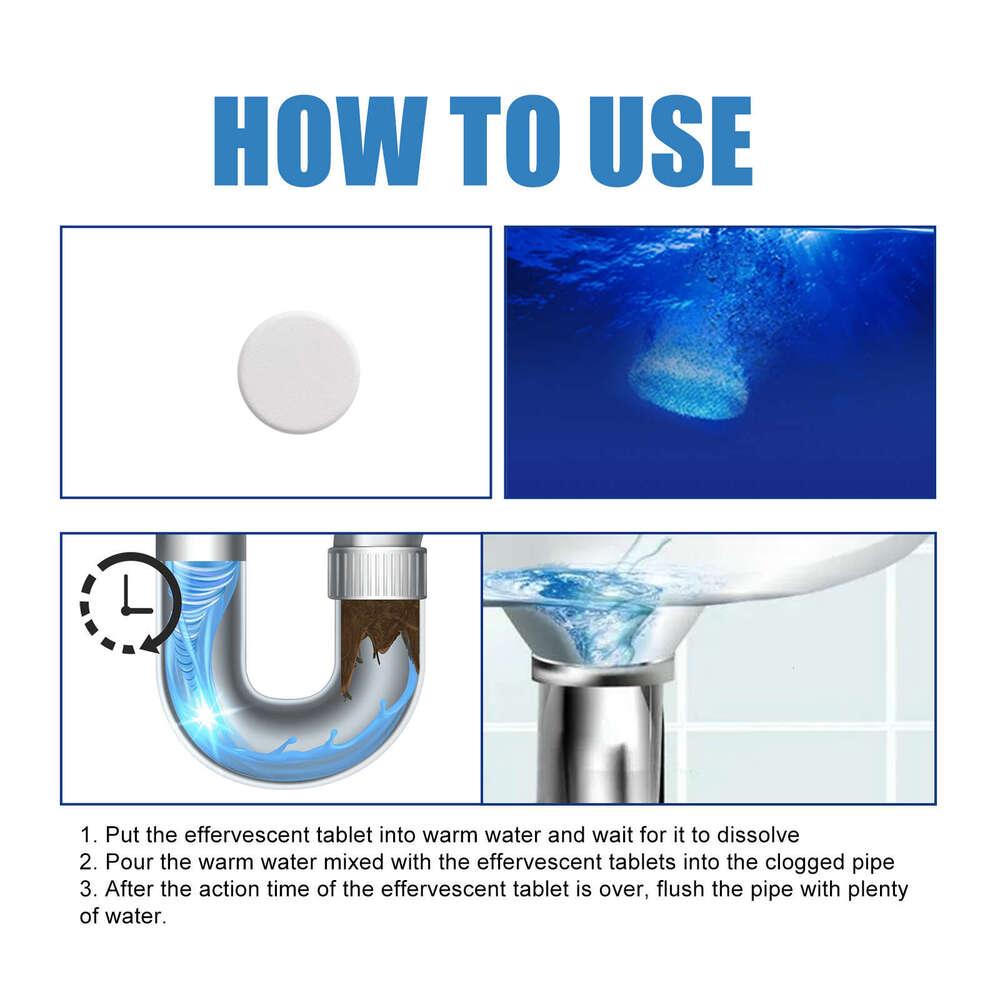 Pipe Effervescent Toilet Drain Cleaner Deodorizer Anti-Clogging Dissolving Cleaning S260202