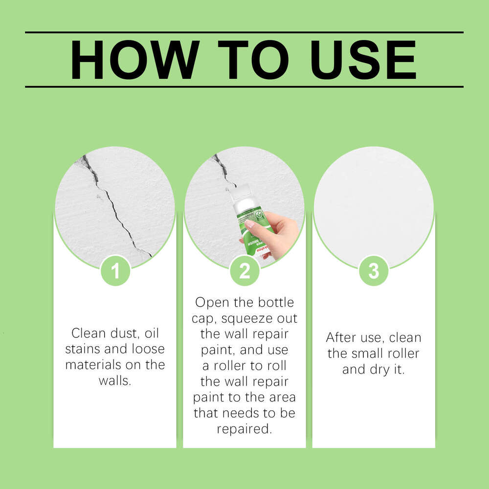 Repair Renovation White Paint Roller Brush Wall Crack Graffiti Cover S260202