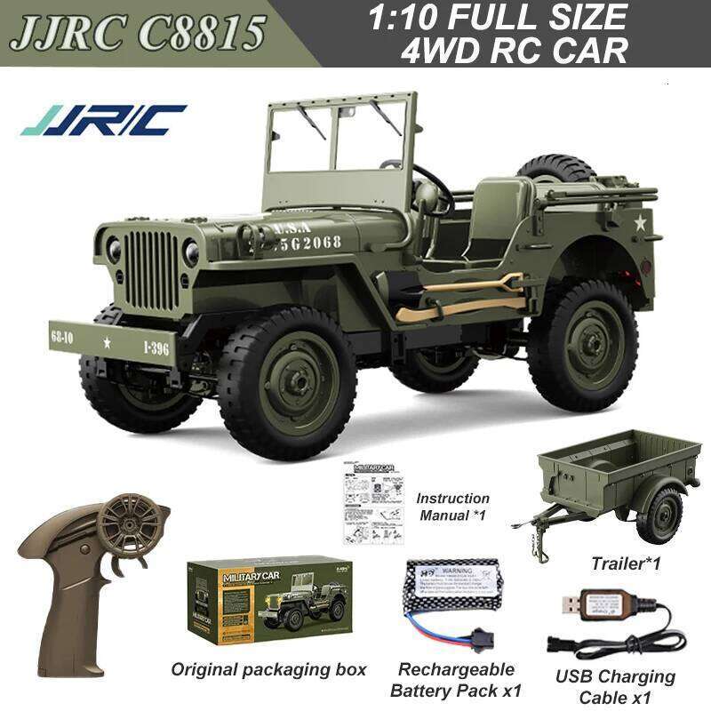 JJRC C8815 1/10 WILLYS JEEP Rc Car 1941 4WD RTR Crawler Climbing Scale Military Truck Offroad Vehicle Adult Toy Gift for Kids Y260131