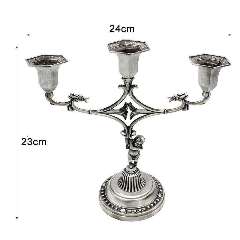 Catholic sacred candle holder cross ornaments angel 1/2/3 Branch candlestick gifts Jesus articulos religiosos catolico menorah Y260131