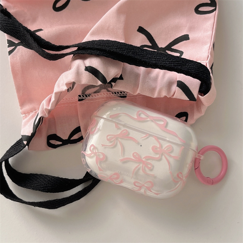 Pink Bowknot Compatible with Apple Case AirPods Earphones 2022 New Wireless 2nd Generation Pro