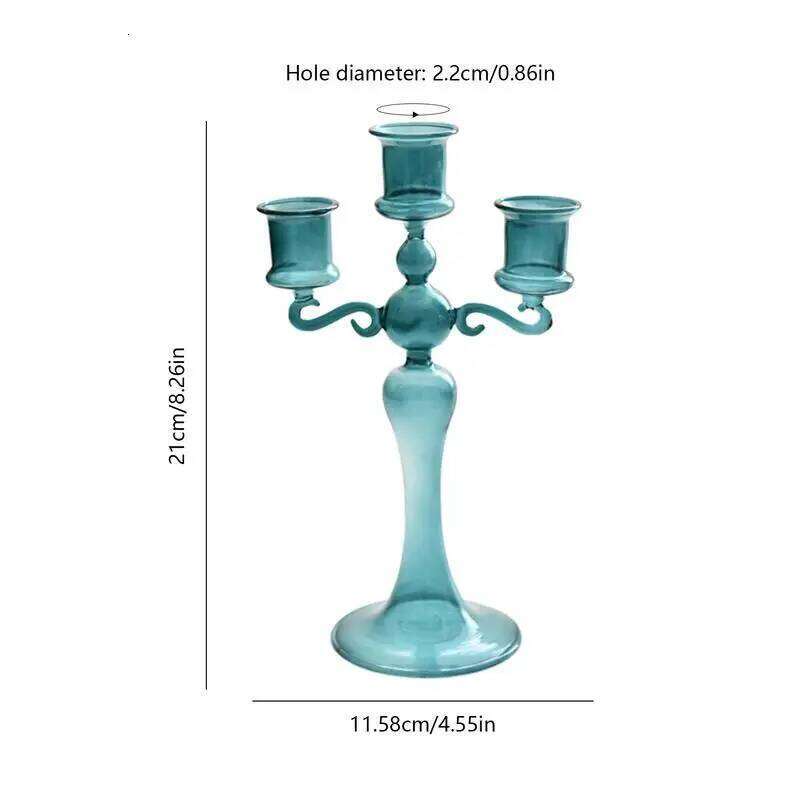 3 Heads Retro Taper Candle Holders Tall Candlesticks Party Glass Vase Home Decor Wedding Decoration Y260131