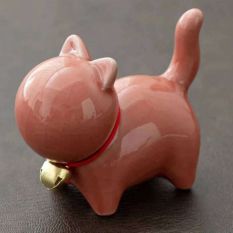 Creative Ceramics Cute Kitten Ornament Animal Micro Landscape Pet Indoor Desktop Ornaments Set Accessories Tea Play Y260202