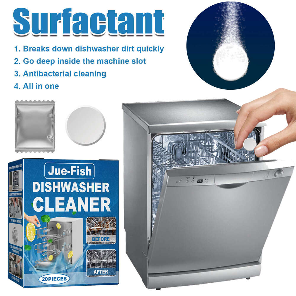 Jue-Fish Dishwasher Cleaning for Built-in Drawer Dishwashers, Special Stain and Grease Remover Tablets S260202
