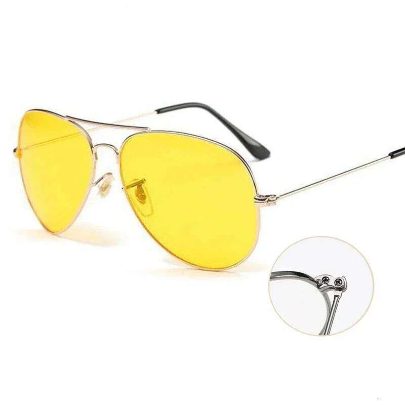 Pilot Yellow Sunglasses Women Day Night Vision Classic Brand Designer Male Sun for Driving Clear Lens Glasses H260202