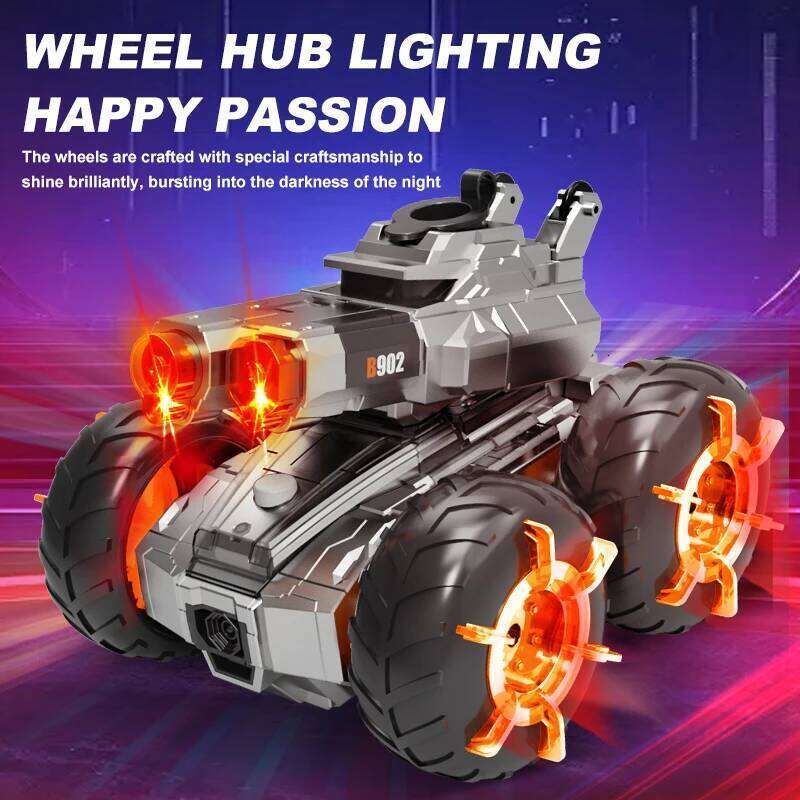 JCMO Control Water Gun Amphibious Dual-Nozzle Water-Shooting Cool Wheel LED Light RC Car with Waterproof Remote New Y260131