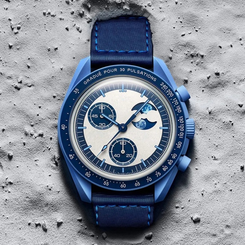 Bioceramic Planet Moon Mens Watch Full Function Chronograph Watch Mission To Mercury 42mm Nylon Watches Quartz Clock Relogio Masculino MISSION TO EARTH PHASE 1965