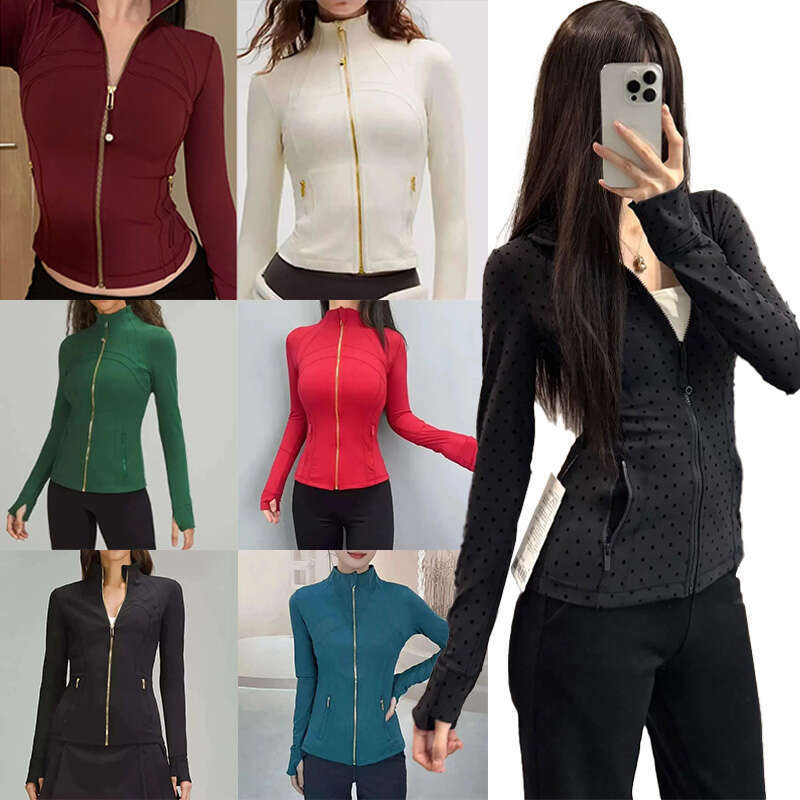 Premium 2026 Lulumonwomen Lemonjackets Leggings Set Yoga Jacket Women Workout Sport Coat Fitness Quick Dry Activewear Top Gold Zip Up Sweatshirt Sportwear