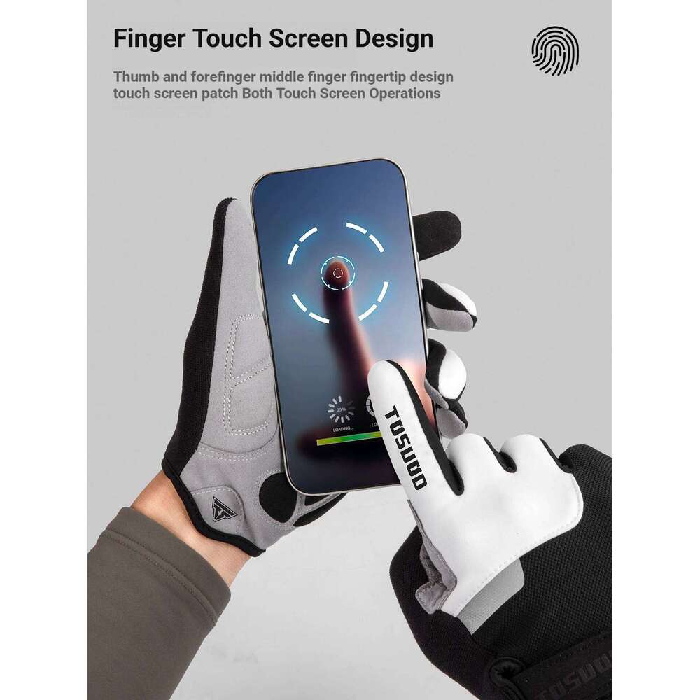 TOSUOD winter Cycling MTB Full Finger Bike Touch Screen Non-Slip Silicone Palm Rest Driving Riding Gloves XJ260202
