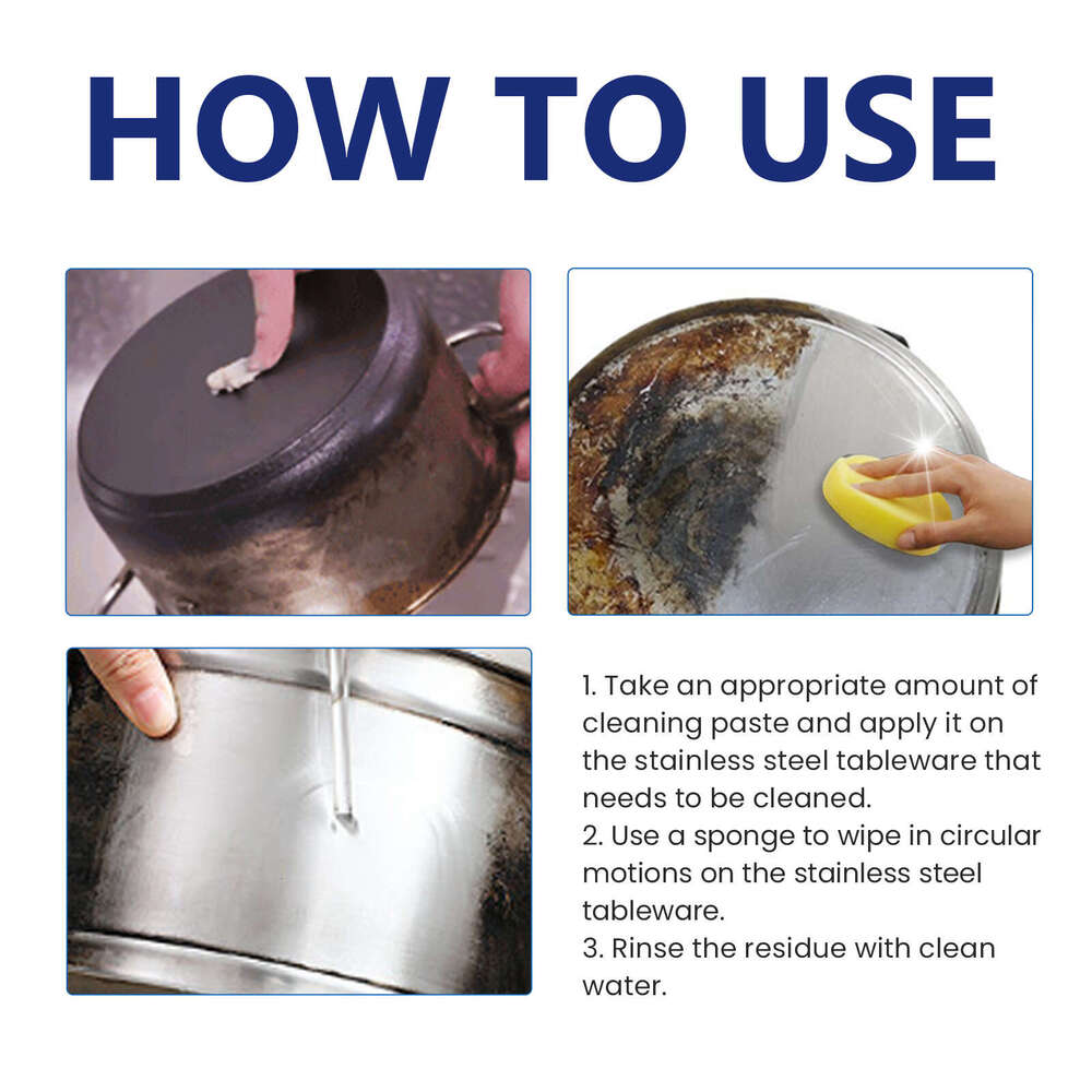 JAKEHOE Paste Kitchen Stove Stainless Steel Cookware Stubborn Stains Black Scale Cleaning and Stain Removal S260202