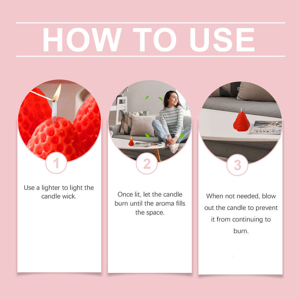 Roxelis Strawberry Candle Adds a Touch of Warmth and Romance Ins New Year's Day High-Value Decoration Birthday Gift Souvenir S260202