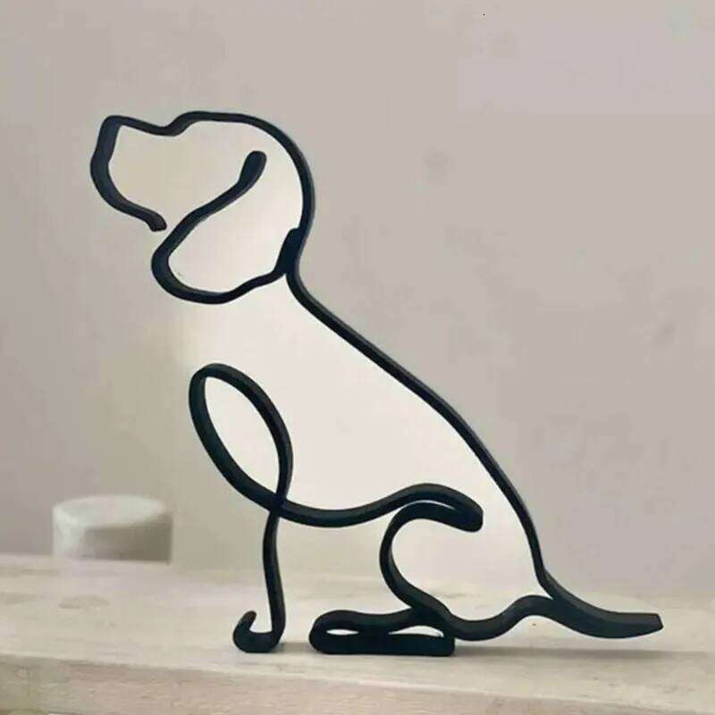 Creative Sculpture Metal Dog Abstract Minimalist Art Iron Figurines Office Desktop Accessories For Home Decoration Supplies Y260202