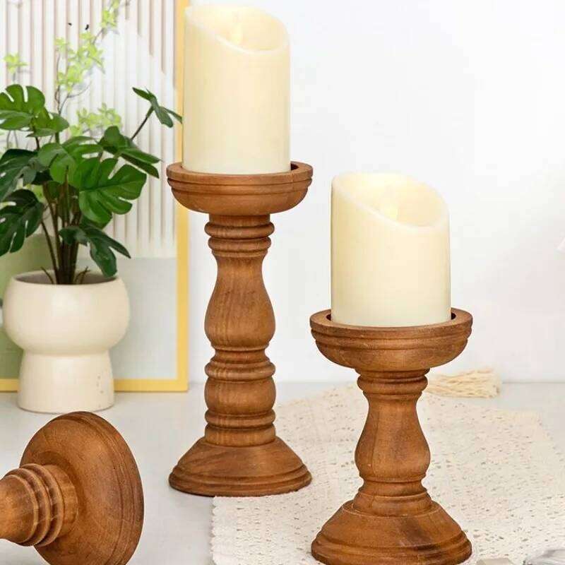 3PC Set New Style Retro Wooden Container Desktop Decoration Home Decor Wedding Candle Holder Festival Gift Y260131