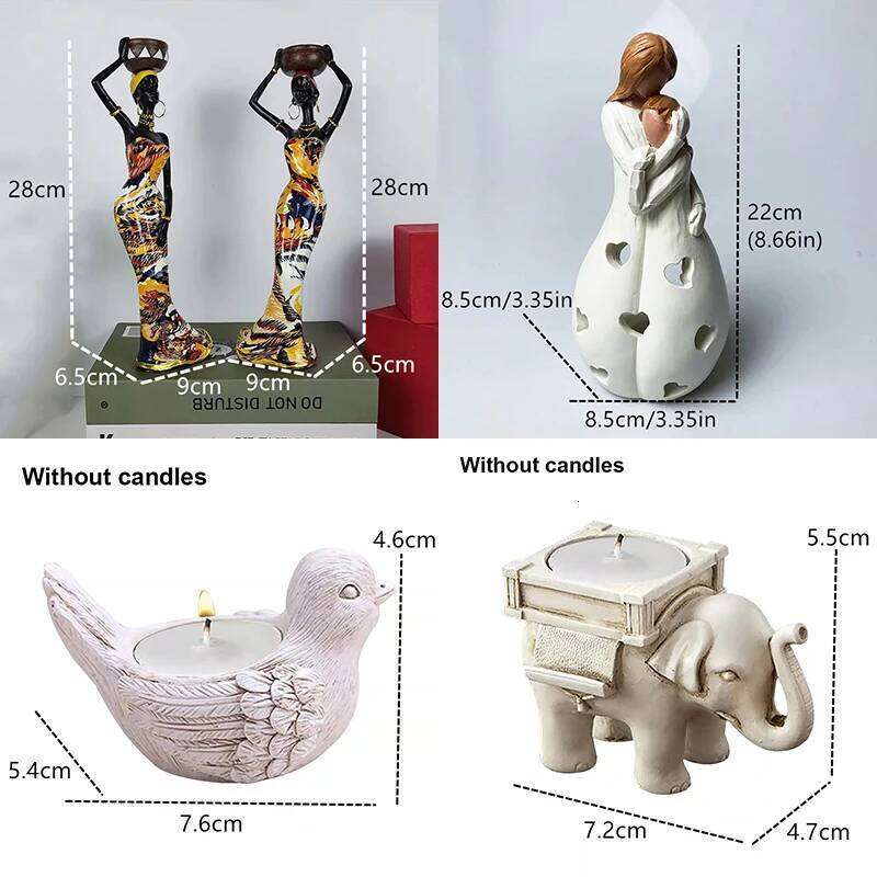 Candle Holder Candlesticks For Candles Resin Candleholder Statue Sculptures Dining Table Decorations Living Room African Women Y260131