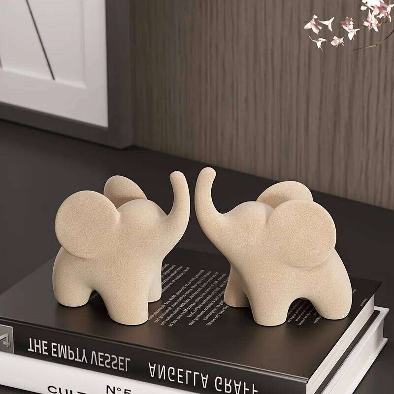 Charming Flocked Resin Elephant Figurine - Perfect For Living Room, Bedroom Decor & Wedding Gifts Y260202