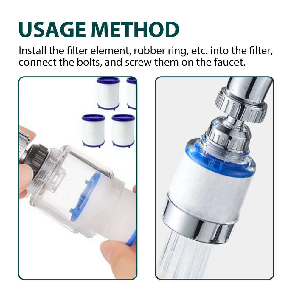 Jue-Fish Faucet 360°Rotating Head Filter Showerhead Outlet Kitchen Household Water Purifier S260202