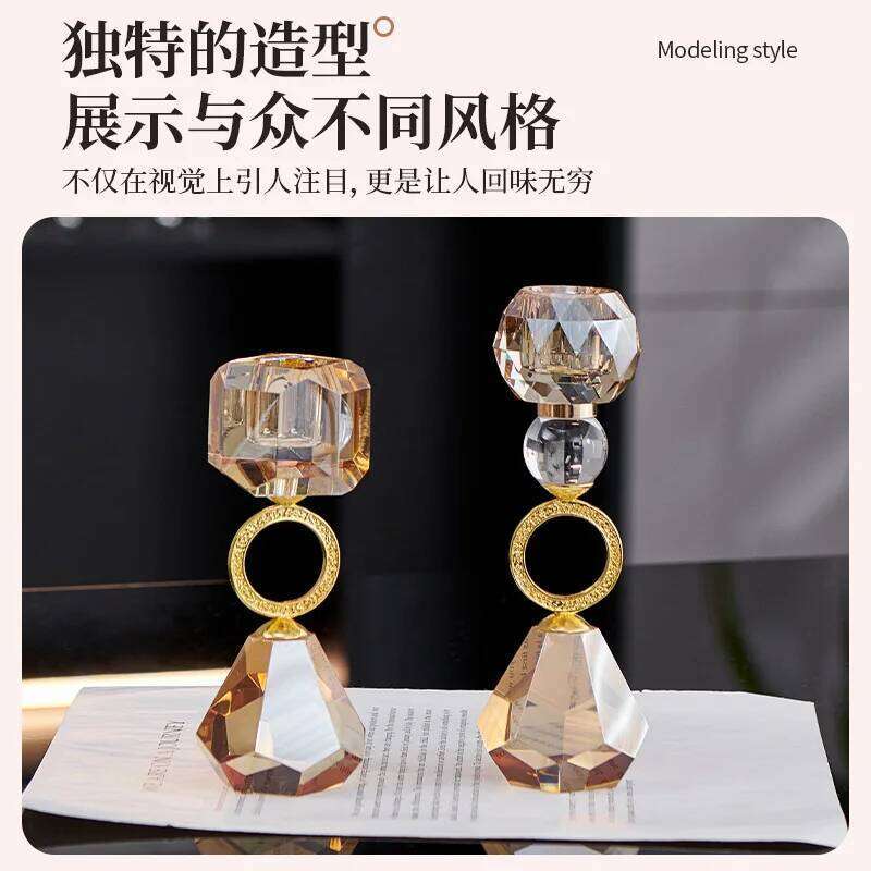 Crystal Simple Modern Champagne Color Decoration Home Metal Aromatherapy Candle Holder Creative Atmosphere Photo Y260131
