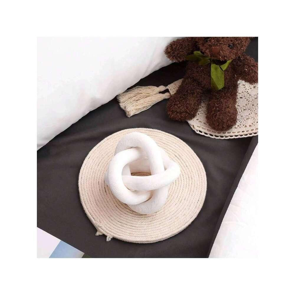 Hand Carved Coffee Table Decoration, Boho Chain Link Decor, Modern Shelf, Rustic Objects for Home Living Room Bedroom Y260202