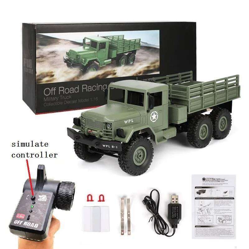 WPL B24 GAZ-66 Remote Control Military Truck Off-Road 4WD RC Car 4 Wheel Hobby Fun Buggy Drive Climb Vehicle Gift Toy for Adult Y260131
