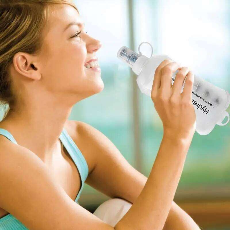 1PC 150ml/250ml/500ml TPU Folding Soft Flask Sport Bottle Leakproof Water Bag for Running Hiking Z260202