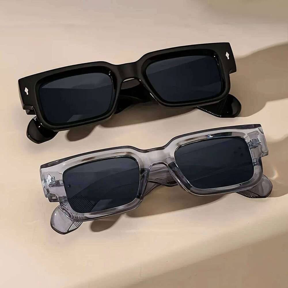 2pcs Fashion Thick Square Sunglasses Men Women Popular Brand Rice Sun Small Frame Glasses UV400 H260202