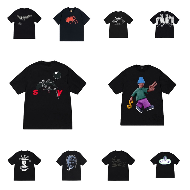 stustussy shirt graphic tee designer shirt men street graffiti shirts fashion casual loose fit shirt men tops summer men shirts y2k shirt Size s--2xl
