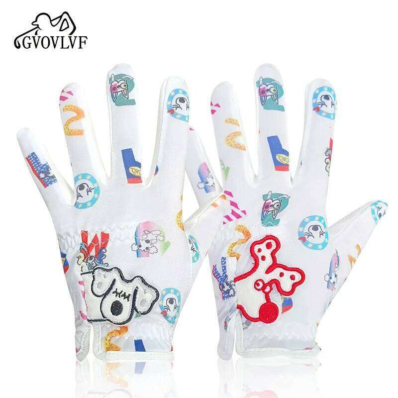 1 Pair Gloves Junior Kids Youth Toddler Boys Girls Left Right Hand Dura Feel White Blue Red Golf Glove Gift Black Dog XJ260202