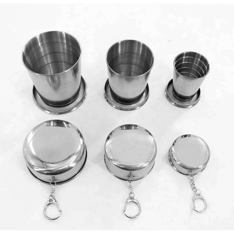 1p Outdoor Camping 150ml Folding Stainless Steel Water Wash Coffee Cup Tool Explore Emergency Tableware Mini Portable Travel Z260202