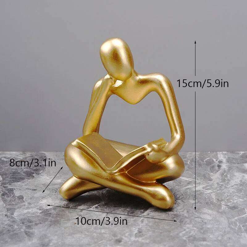 NORTHEUINS Reading Man Resin Figurine for Study Desktop Abstract Thinker Figure Ornament Home Living Room Office Decoration Y260202