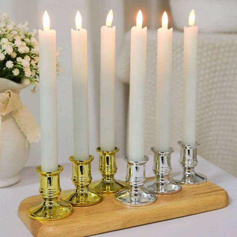 2/4pcs new standard plastic candle holders equipped with electronic candles for wedding, dinner, and party decoration tools Y260131