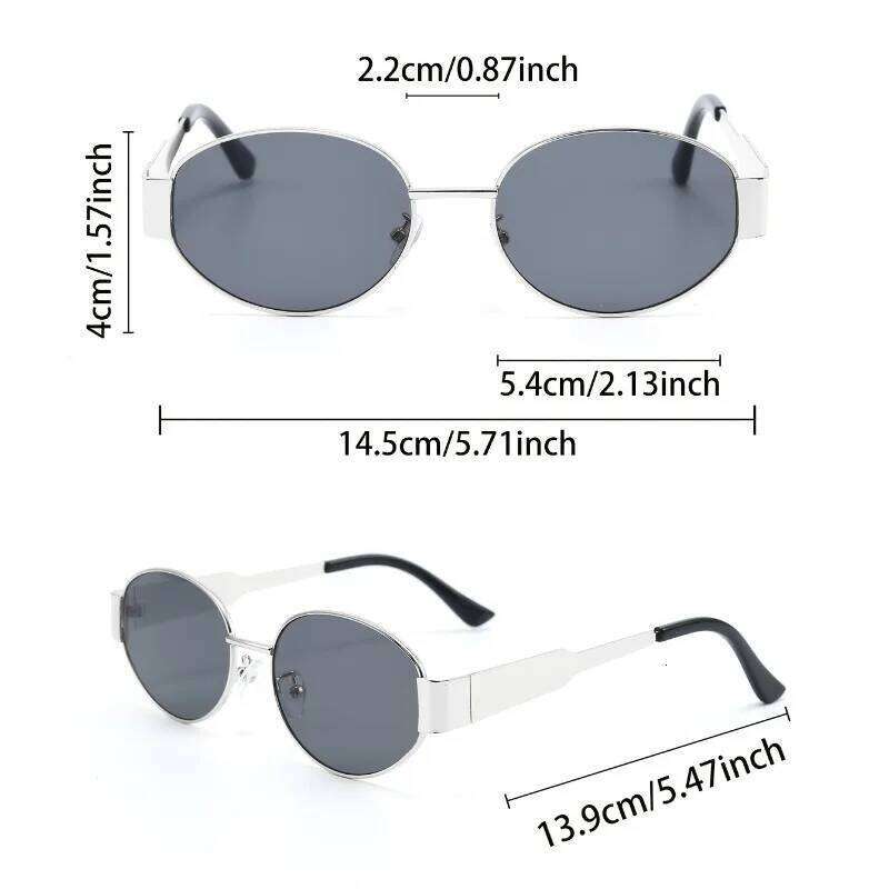 1pc Men's Vintage Inspired Oval Glasses with Black Lenses and Metal Frame Classic Fashion Accessory for Everyday Wear H260202