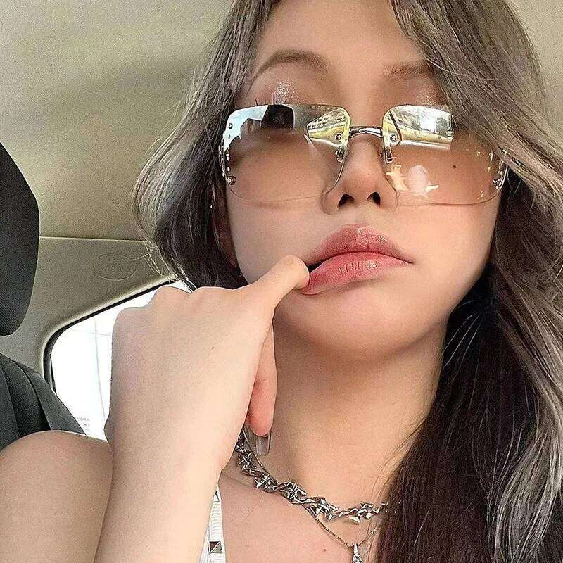 New Frameless Decorative Diamond Sunglasses Women's Design Brand Luxury Sun Glasses Outdoor Leisure Eyewear UV400 Gafas De Sol H260202