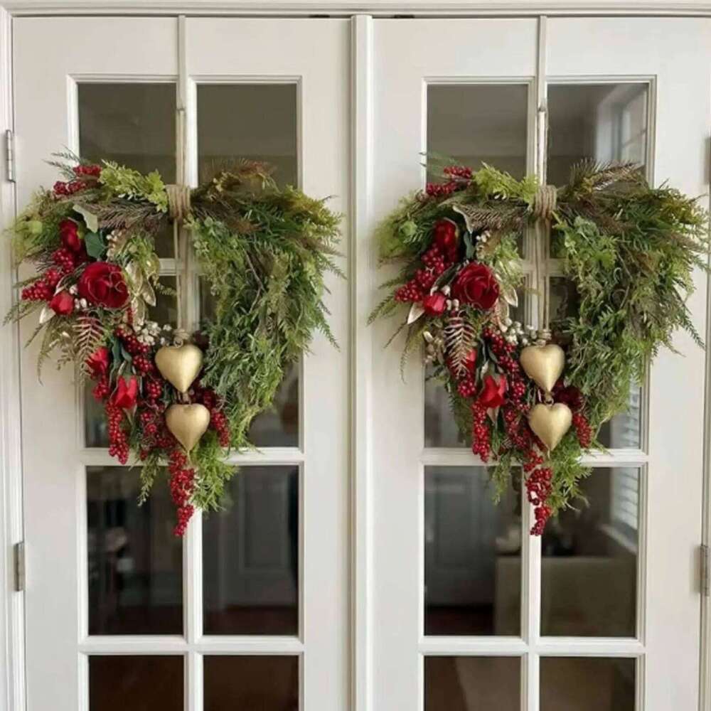 Heart Shape Wreath Garland Home Decor Valentines Day Wreaths Front Door for Festival Celebration February Porch 26Y0201