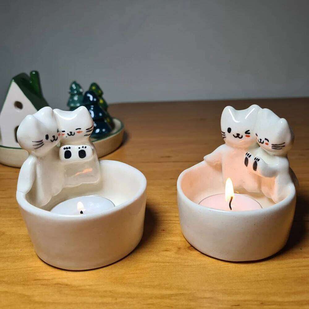 Cat/Dog/Rabbit/Fox Animal Candle Warming Paws Aromatherapy Cute Scented Light Holder Cartoon for Home Decor Y260131