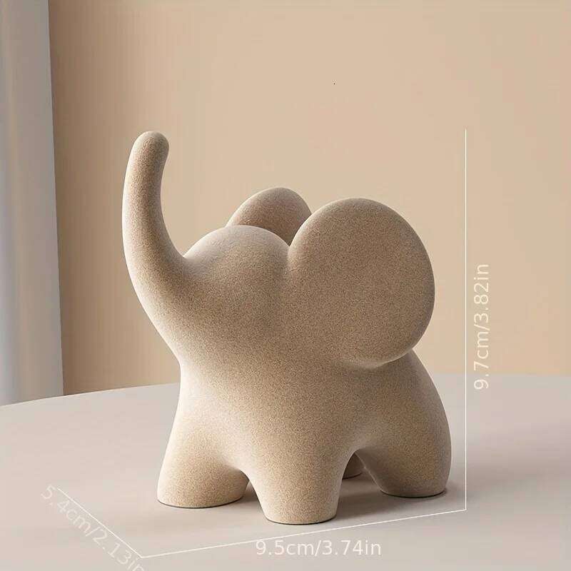 Charming Flocked Resin Elephant Figurine - Perfect For Living Room, Bedroom Decor & Wedding Gifts Y260202