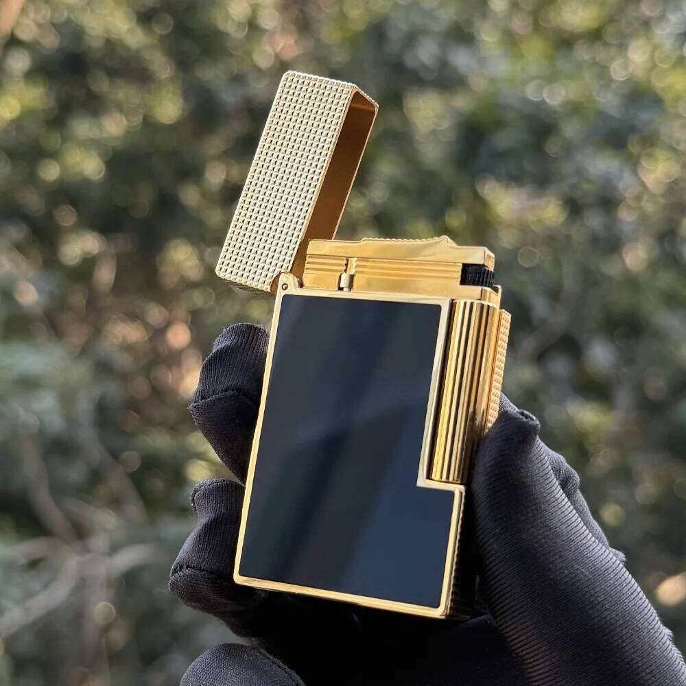 Lacquered surface lighter Refillable Gas Metal Diamond Pattern Soft Single/Double Flame Clear W260202