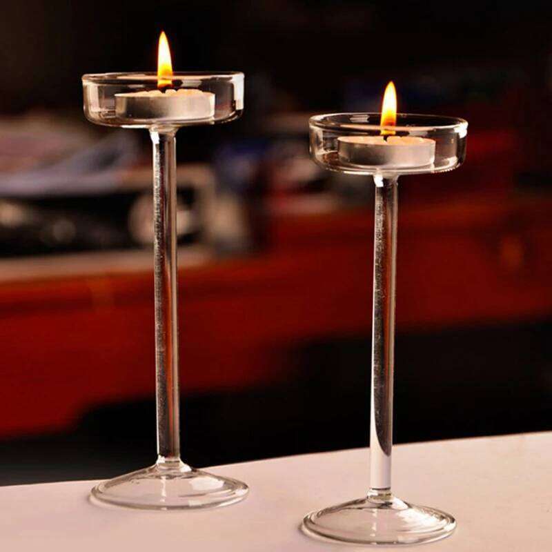 1Pc Glass Candle Holders Set Tealight Holder Home Wedding Stand Bar Party Decor Y260131