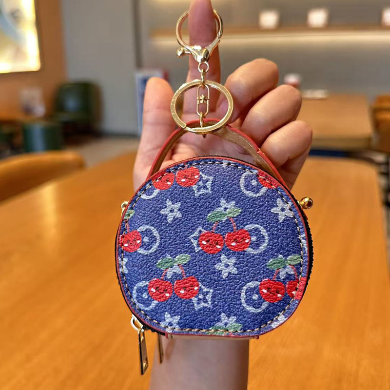 Women's Vintage Print Cherry Mini Wallet Crossbody Handbag Keychain Small Coin Purse 2026 New Fashion Style
