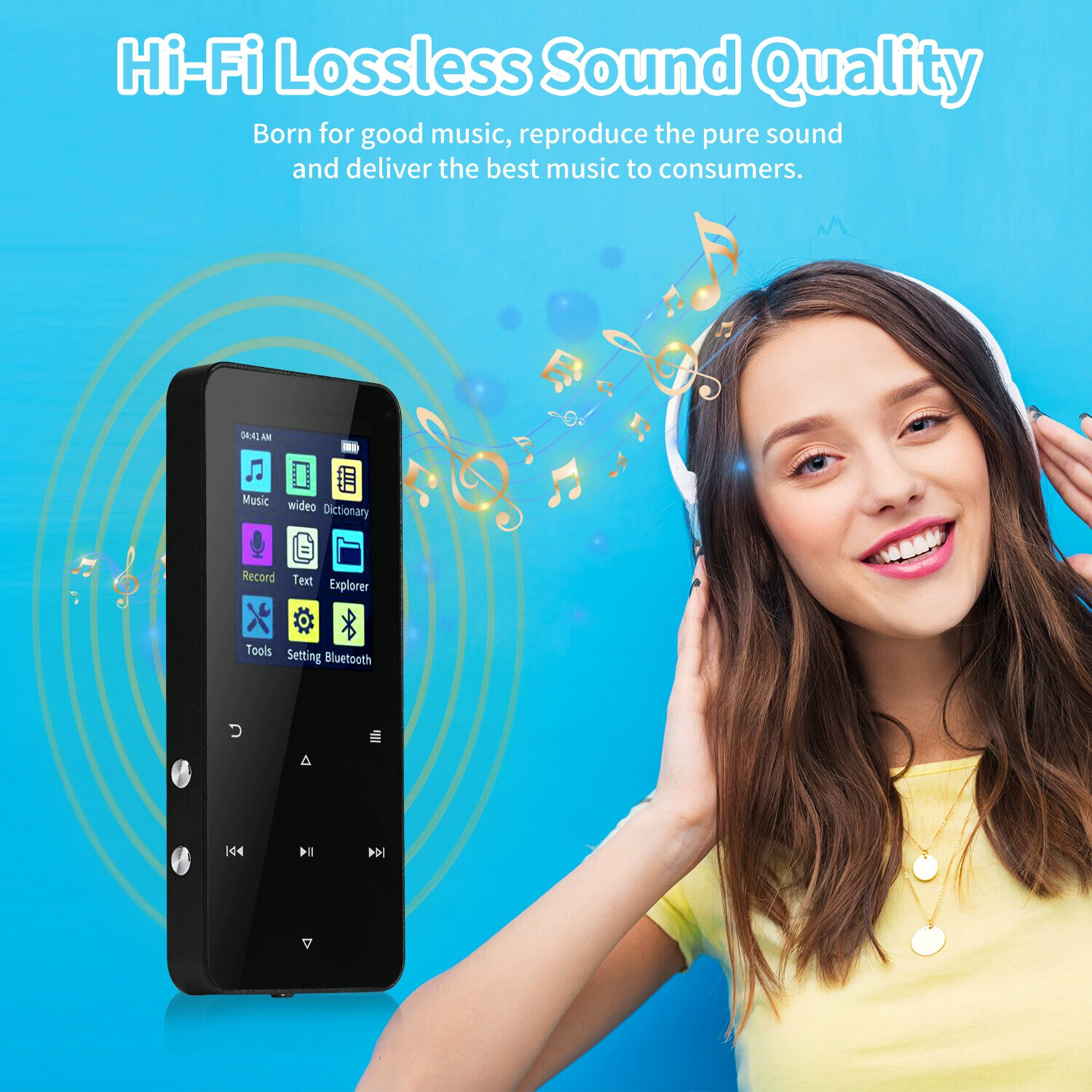 Metal MP3 Walkman Student Edition Touch Bluetooth Lossless Music Player MP4 with Card Insertion