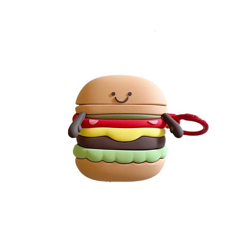 3D Hamburger Compatible with Apple AirPods Pro Bluetooth Wireless Earphone Case 1/2/3 Generation Silicone Cute Cartoon
