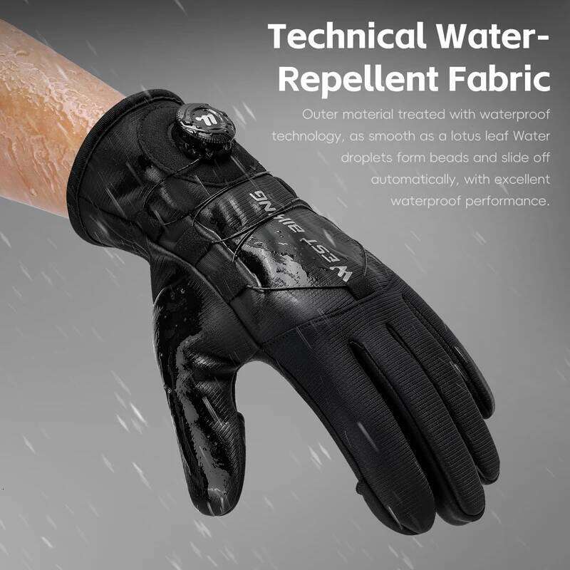 WEST BIKING Winter Self-Locking Bicycle Thermal Warm Full Finger Cycling Sports Touchscreen Twist Locking Gloves XJ260202