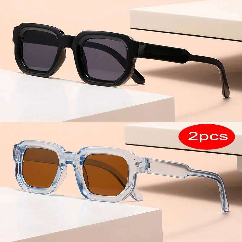 2 Pcs Orange Square Sunglasses Women Men Shades UV400 Driver Goggles Sun Glasses H260202